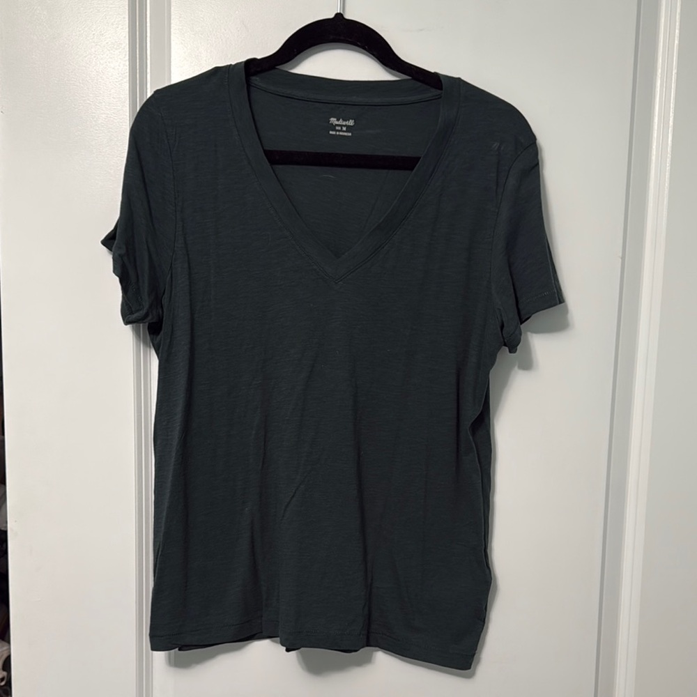 Madewell Women's V-Neck T-Shirt - Dark Green